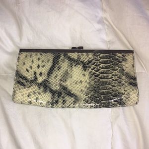 Faux snakeskin clutch